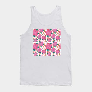 Tropical Pink Hibiscus Flower Pattern Tank Top